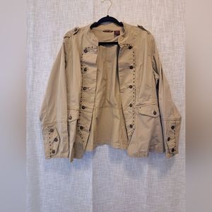 Zanadi size 20 Tan with Accents Button Up Jacket